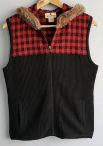 red plaid sweater vest