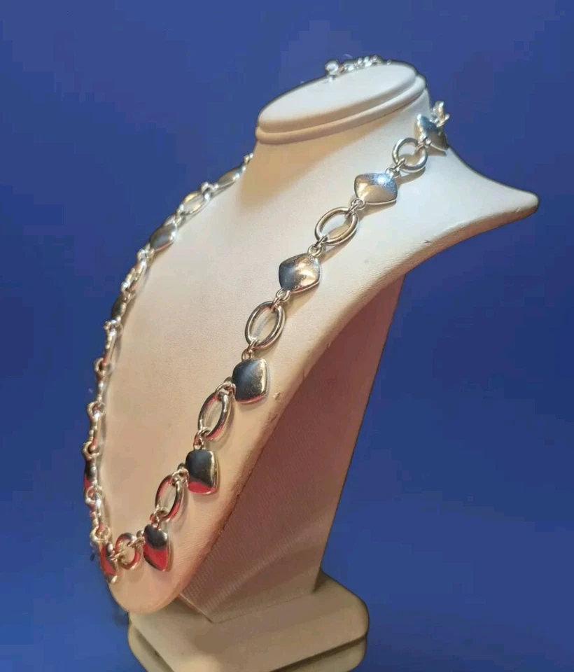 Collar de eslabones Napier tono plata joyería firmado diseñador inmobiliario (886) Foto 3 de 4