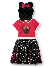 NWT Girls 6x SMALL Disney Minnie Mouse Flip Sequin Tutu Dress With Hood