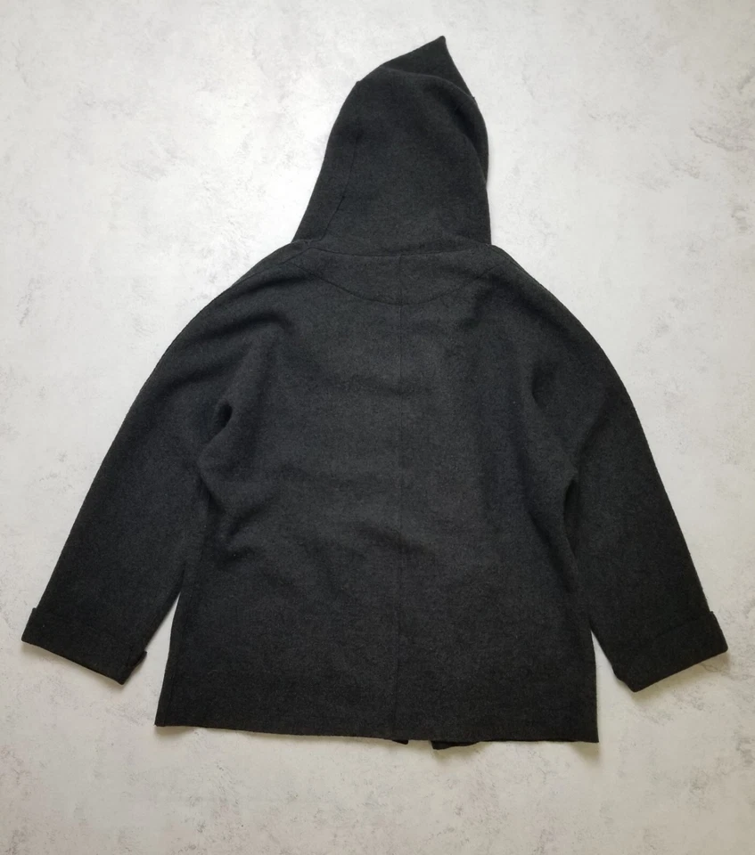 Oska Boiled Virgin 100% Wool Hooded Coat Jacket Riri Zipper Size 2 UK 12 - Image 3 of 4