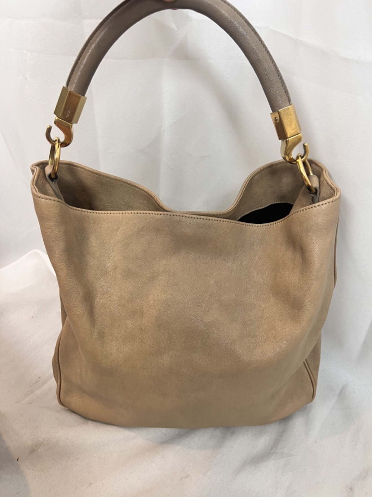 Borsa YSL Yves Saint Laurent Roady hobo bag beige pelle
