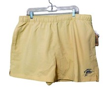 Caribbean Swimwear Shorts XL Yellow Elastic Waist Mesh Lining NEW