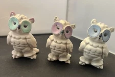 Three Kay Finch Calif Pottery Owls “Tootsie” Figurines Vintage