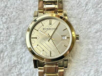 Burberry Quick Set Date Gold Plated Quartz Ladies Swiss Made Watch