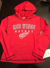 NHL Detroit Red Wings Youth Girls Loud Fan Hooded Tee Long Sleeve, Red, Small