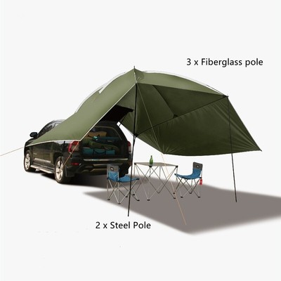 Large Car Rear Tent UV Protected Outdoor 3-4 Persons Camping Canopy SUV Car Tent