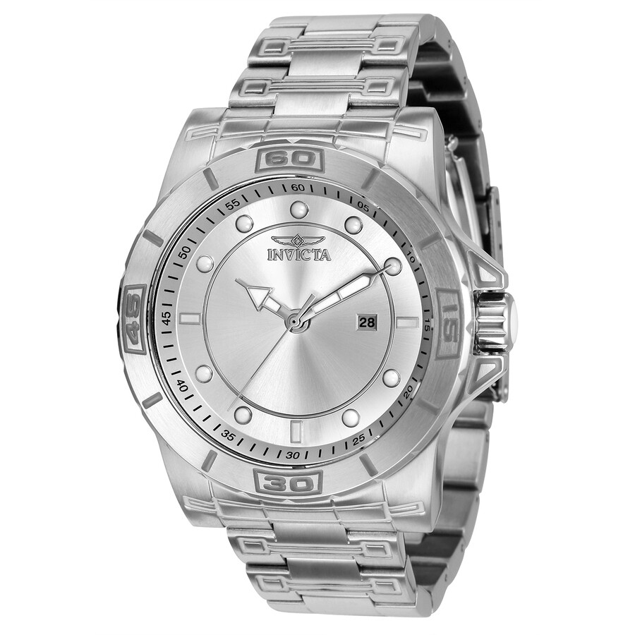 Мужские часы Invicta Pro Diver с кварцевым серебряным циферблатом 35428