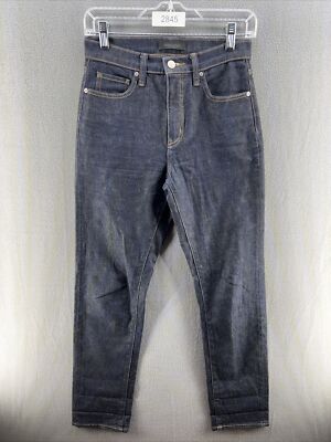 Uniqlo Womens Slim Straight High Rise Jeans Stretch Dark Wash Blue