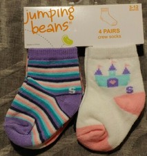 New Infant Girls 4 pack Jumping Beans Crew Socks 3-12 month Castle Unicorn -2211