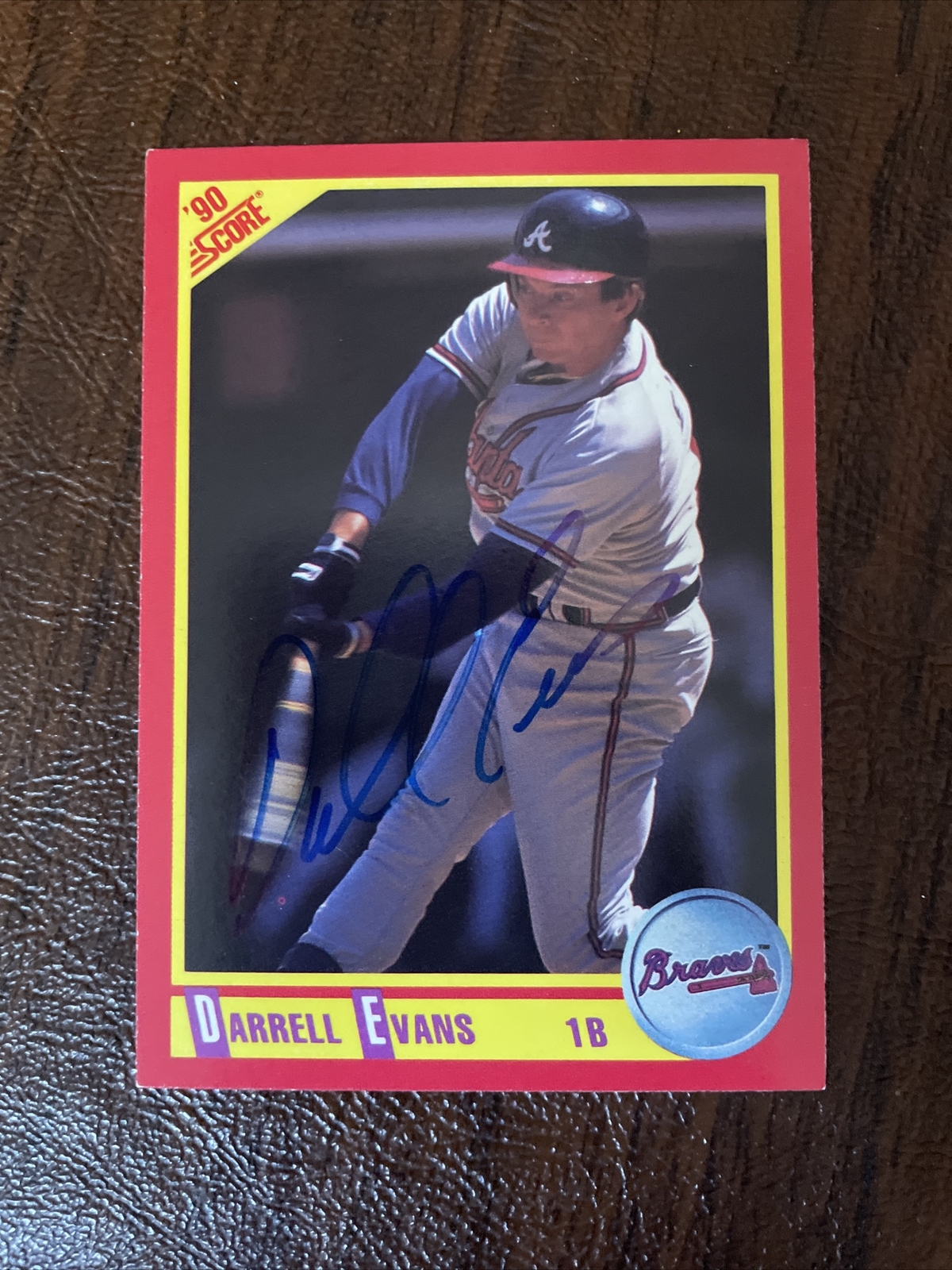 DARRELL EVANS 1990 SCORE AUTOGRAPHED SIGNED AUTO BASEBALL CARD 302 BRAVES