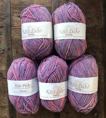 Knit Picks Dancing Skeins Multicolor 23590 Sock Yarn Pink Purple Lot Of 5 50g