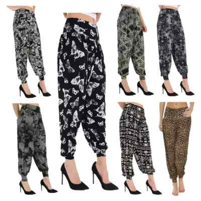 Damen Harem Ali Baba bedruckte Hose Pants Übergröße 8 bis 26