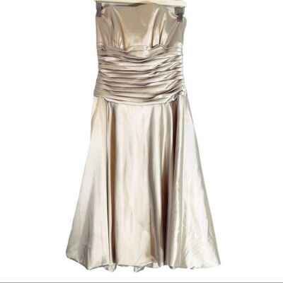 Dressy Collection Womens Strapless Satin Formal Midi Dress Size 8