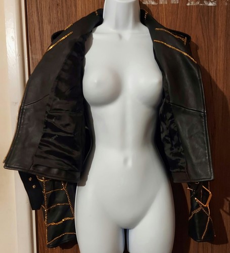 MOSCHINO Nappa Leather Spider Web Chain Embroidery Jacket - UK 14/IT 46 - £8000 - Picture 10 of 15