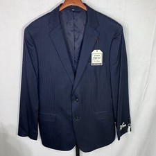 Jos A Bank 1905 Sport Coat Blazer Wool Blend Blue Herringbone Slim Stretch 46L