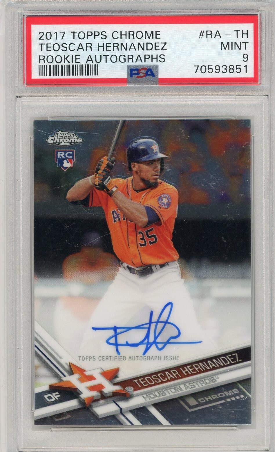 2017 Topps Chrome Rookie Autograph #RA-TH Teoscar Hernandez PSA 9