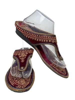 EU 43 Red Thong Flip Flop Khilana Slipper Sandal Ethnic Boho