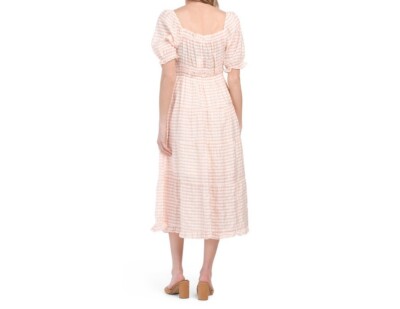 moon river women's embroidered poplin dress Moon River Eyelet Midi Dress | Red | Size M