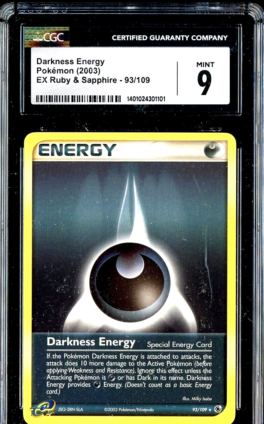 2003 Pokemon EX Ruby & Sapphire #93/109 Darkness Energy CGC 9 MINT