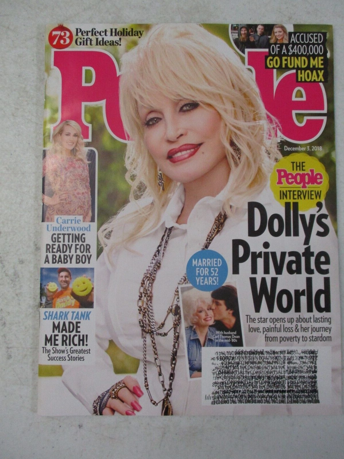 People Weekly Magazine Dec 3, 2018 Dolly Parton Private World 52 Years Marriage-image