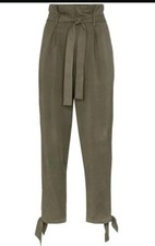 REFORMATION AVALON HIGH WAISTED PAPER BAG PANTS Sz 4 Olive Army Green (f