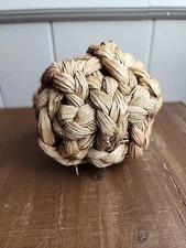 DECORATIVE BALL 5" Diameter woven rattan wicker Tan Brown