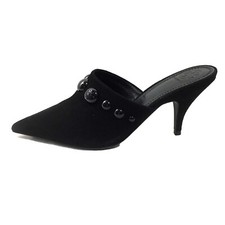 Preowned TORY BURCH Georgia Stud Kitten Mule Black Suede Sz 9 SRP 378