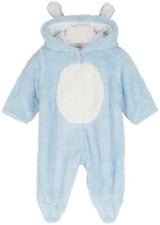 Niedlicher Strampler aus weichem Fleece Gr 56/62 Eisblau Wollweiß Baby-Body Neu*