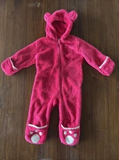 Columbia Baby Tiny Bear Bunting Zip Fleece Sherpa Pink Size 12-18 Months