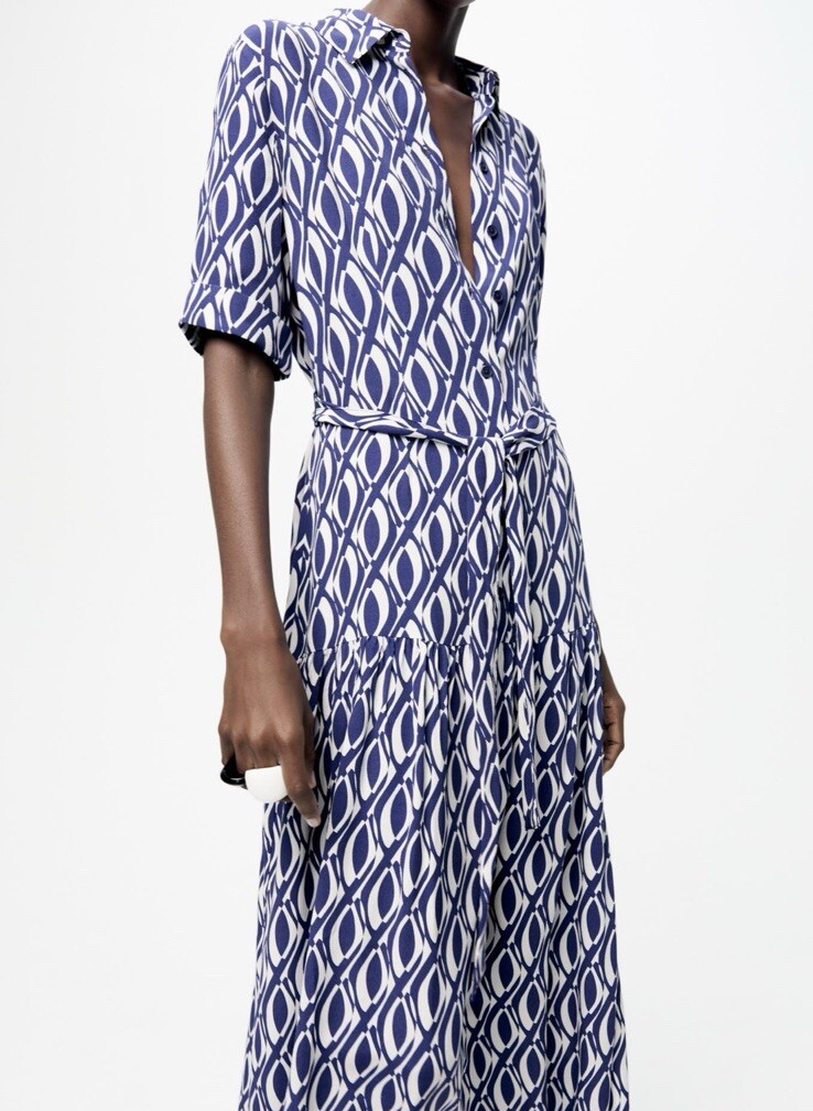 ZARA NWT WOMAN SS24 PRINTED DRESS ZW COLLECTION BLUE | 5216