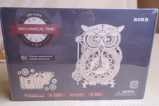 ROKR Owl Clock Mechanical Time LK503 3D Wooden Puzzle Kit, 2021 - SEALED 