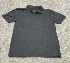 TRUE CLASSIC Mens Polo Shirt Size M Dark Gray Cotton Blend Knit Casual Soft