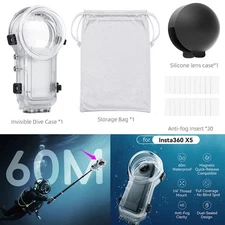 For Insta360 X5 Sports Camera Invisible Diving Case 60M Depth Waterproof Case