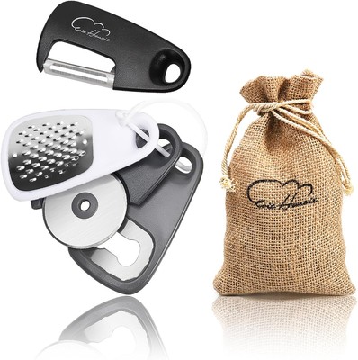 5 Pieces Kitchen Gadgets Set - Space Saving Cooking Black White Gray 4pcs 