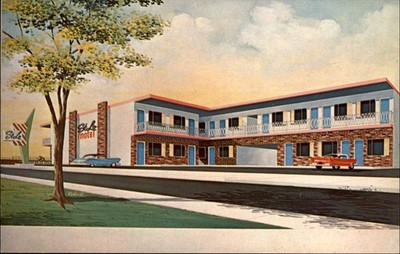 St Lo Motel Atlantic City New Jersey ~ artist rendering ~ 1950s vintage postcard