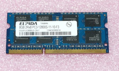 8 GB DDR3 RAM SO-DIMM 2Rx8 PC3-12800S-11-10-F3 Elpida EBJ81UG8BBU0-GN-F 204-pin.