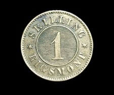 DENMARK 1 Skilling Rigsmont 1863