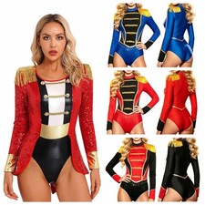 US Women One Piece Bodysuit Jumpsuit Ringmaster Ringleader Circus Showman Raves