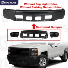 Black Front Bumper Cover Face Bar w/o Fog Lamp Hole For 2014 2015 Silverado 1500