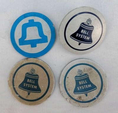 Lot Of 4 Vintage Bell System Logo Badge American Telephone & Telegraph Co. 1 Pin