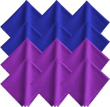 7x6 Inches, Microfiber Glasses Cleaning Cloth - 6 Blue 6 Purple