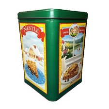 Vintage Nestlé Toll House Limited Edition Holiday Recipe Tin Green Storage Can