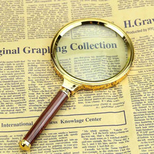 Image of 60/70/80mm Handheld Magnifying Glass 10X Retro Handle Loupe Eye Magnifier