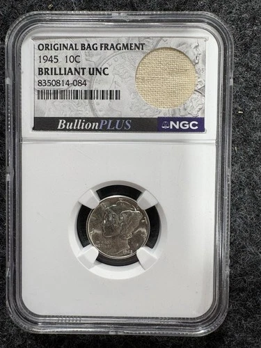 1945 Mercury Dime ✦ NGC BU ✦ WWII Era ✦ With Original Mint Bag Fragment