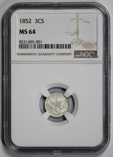 1852 3CS Three Cent Silver NGC MS 64