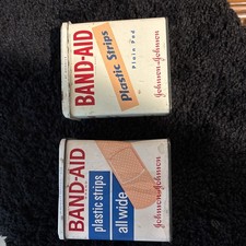 Two Vintage Johnson & Johnson Band-Aid Advertising Tin pre 1974