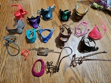 Doll Equestrian Accessories Saddles Reins Western Roping Mixed Sizes Lot of 18