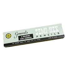General Pencil Co -  SEMI-HEX Pencils 2 2/4 FIRM USA NOS Full Box 12 Unsharpened