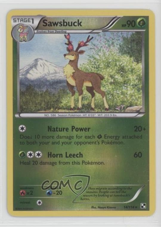 Sawsbuck Reverse Foil Pokemon Black & White Base Set #14