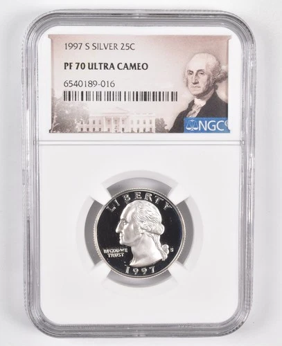 1997-S SILVER PF70 Ucam Washington Quarter NGC Special Lbl *7406